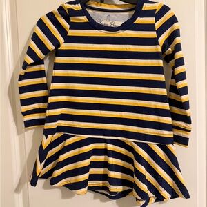 Classic Prep Navy and Yellow Striped Long Sleeve Tee Size 5